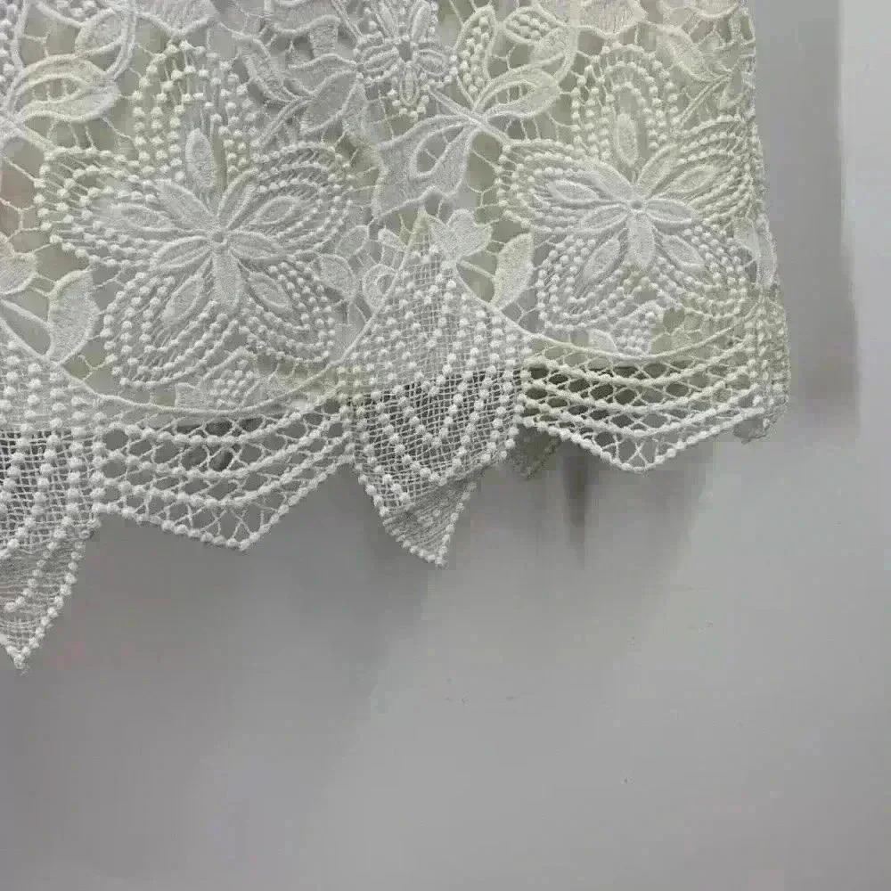 Anthropologie Women White Charleston Lace Scalloped Trim Mini Dress Size 2 - Picture 6 of 6
